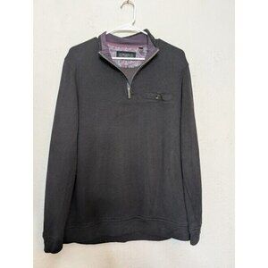 Ted‎ Baker Sweater Mens Size 4 Large Black 1/4 Zip Modern Sweatshirt Pullover